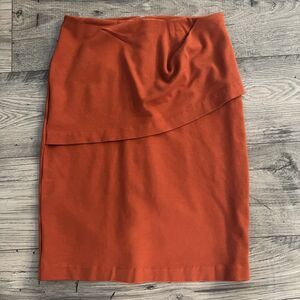 Cabi Womens Skirt Size 6 Turmeric Orange Overlay Pencil Straight Unlined